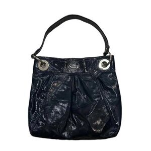 Coach Ashley Satchel In Dark Patent Leather Finish Dark Blue Navy